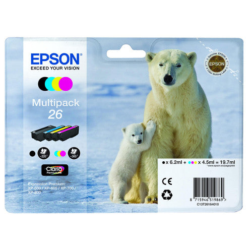 EPSON INK C13T26164010 - BLACK 6.2ml, C, M, Y 4.5ml*