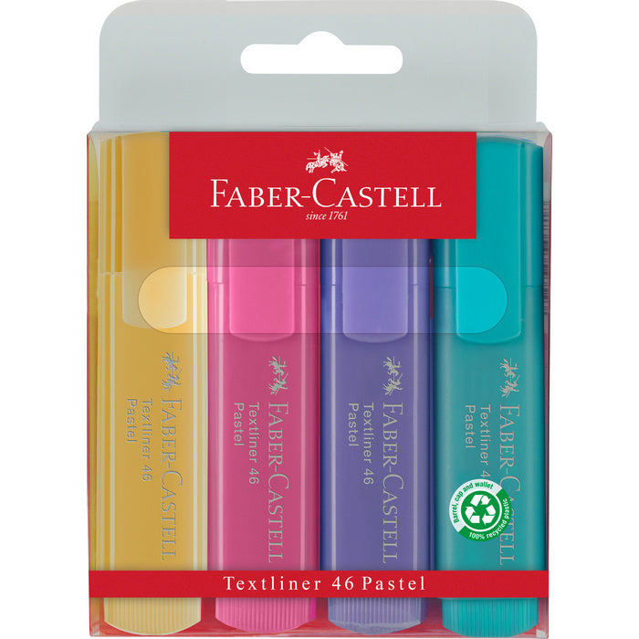 TEXTMARKER (EVIDENTIATOR) FABER-CASTELL 1546 PASTEL, set 4 buc