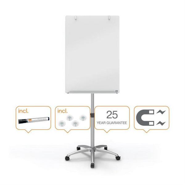 FLIPCHART MAGNETIC NOBO PRESTIGE, din STICLA CU ROTI, 70 x 100 cm*