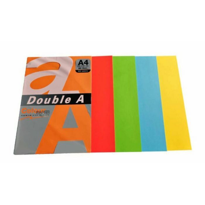 HARTIE COLOR A4 80gr/mp, Double A, MIX 5 culori INTENSE, 500 coli/top