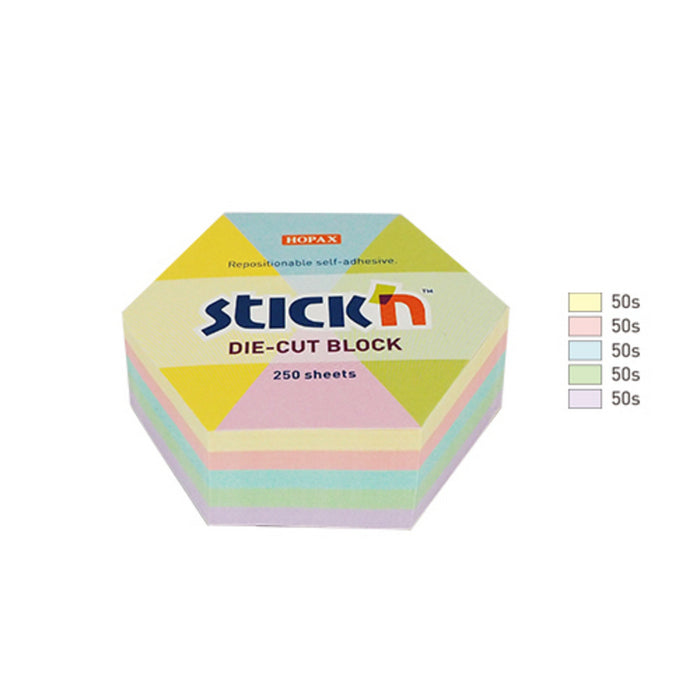 NOTES ADEZIV FORMA Stick'n Die-Cut, 67 x 67mm, 250 file, PASTEL 5 culori