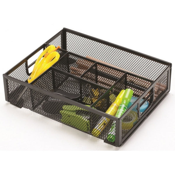 ORGANIZER DE BIROU, 6 COMPARTIMENTE, NEGRU din PLASA METALICA, MESH Black