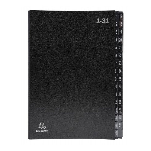 MAPA PLASTIC NEGRU A4, pentru SEMNATURI, EXACOMPTA, 1-31