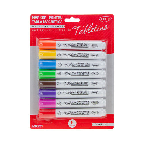 MARKER WHITEBOARD DACO MK231, set 8 culori - scriere 1,00-3,00 mm
