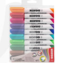 MARKER WHITEBOARD KORES, set 10 culori, in cutie plastic - scriere 1,00-3,00 mm