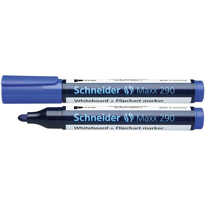MARKER WHITEBOARD+FLIPCHART SCHNEIDER 290, set 4 culori - scriere 1,00-3,00 mm