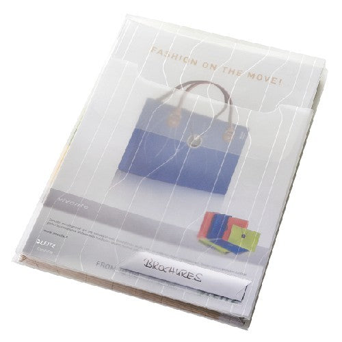 MAPA PLASTIC A4 LEITZ Combi File Jumbo, cu BURDUF si eticheta, set 3 buc, TRANSPARENTA