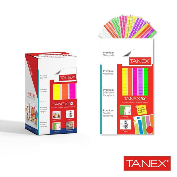 PASTILE ADEZIVE NEPERMANENTE Tanex Fix, 50gr, set 85 buc, color fluorescent