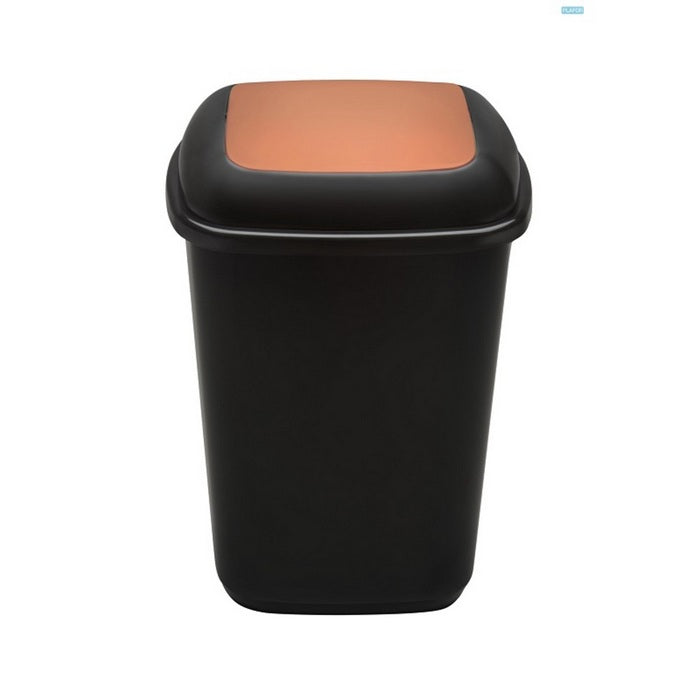 COS PLASTIC PLAFOR Quatro pentru colectare selectiva, 28 litri, negru cu CAPAC BATANT COLOR*