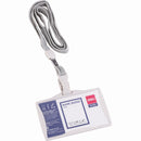 PORTCARD RIGID ORIZONTAL DELI 5744, cu CLIPS SI SNUR TEXTIL, 53 x 85 mm