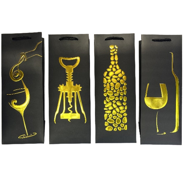 PUNGA CADOURI GIFT BAGS STICLA, design Black/Gold, 36 x 12,8 x 8,4 cm, modele asortate*