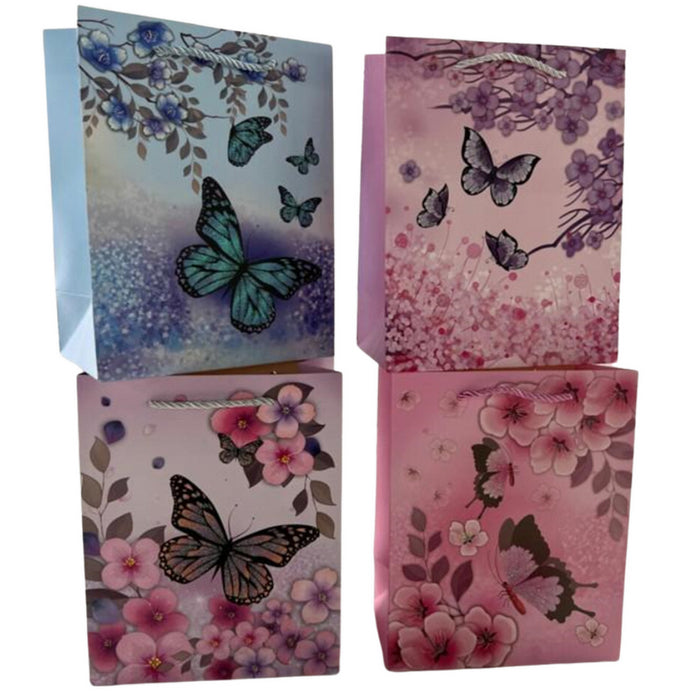 PUNGA CADOURI GIFT BAGS, carton glitter 210 gr, design Butterfly, 26 x 32 x 10 cm, modele asortate*