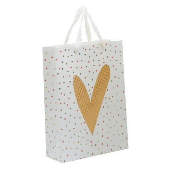 PUNGA CADOURI GIFT BAGS, carton mat 210 g, design Gold Heart, 26 x 32 x 10 cm, modele asortate*