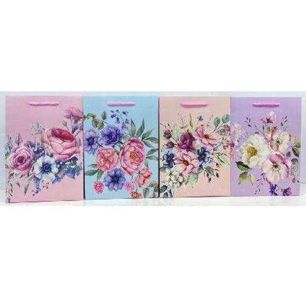 PUNGA CADOURI GIFT BAGS, carton mat 210 g, design Pastel Flowers, 18 x 23 x 10 cm, modele asortate*
