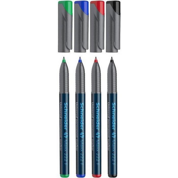 MARKER OHP PERMANENT SCHNEIDER, set 4 culori, scriere de la 0,40 mm la 1,00 mm