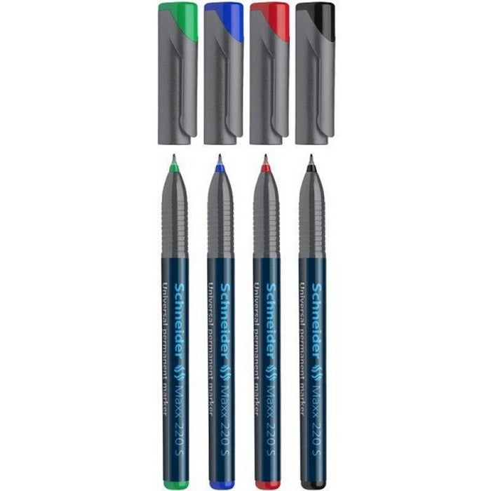 MARKER OHP PERMANENT SCHNEIDER, set 4 culori, scriere de la 0,40 mm la 1,00 mm