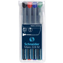 MARKER OHP PERMANENT SCHNEIDER, set 4 culori, scriere de la 0,40 mm la 1,00 mm
