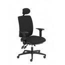 SCAUN de birou Office Products Kefalonia, brate plastic, rotile, piele ecologica, NEGRU*