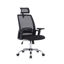 SCAUN de birou Office Products Mykonos, brate plastic, rotile, mesh textil, cu tetiera, NEGRU*