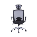 SCAUN de birou Office Products Samos, brate plastic, rotile, mesh textil, cu tetiera, NEGRU*