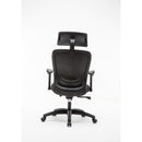 SCAUN de birou Office Products Santorini, brate plastic, rotile, piele ecologica, cu tetiera, NEGRU*