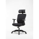 SCAUN de birou Office Products Zakynthos, brate plastic, rotile, piele ecologica, cu tetiera, NEGRU*