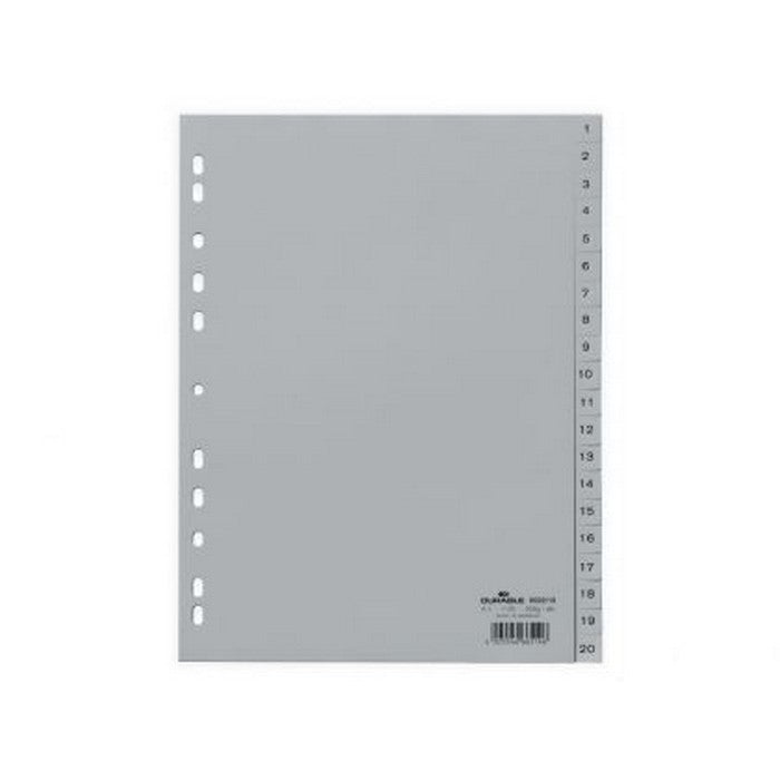 SEPARATOR PLASTIC A4 GRI, numeric 1-20