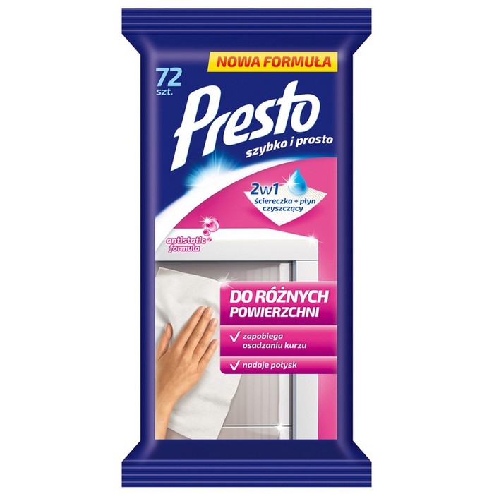 SERVETELE UMEDE pentru SUPRAFETE din PLASTIC PRESTO, pachet 72 bucati