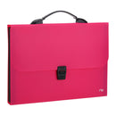 GEANTA PLASTIC A4 DELI, MIX CULORI NEON cu maner, 7 compartimente