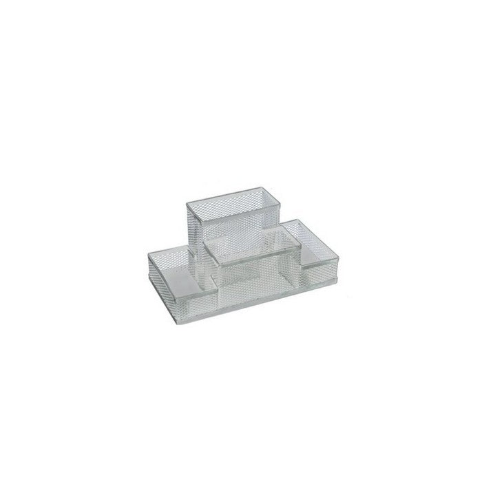 SUPORT INSTRUMENTE de SCRIS 4 COMPARTIMENTE, din PLASA METALICA, MESH Cromat