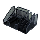 SUPORT INSTRUMENTE de SCRIS si ACEESORII BIROU 7 COMPARTIMENTE, din PLASA METALICA, MESH Black