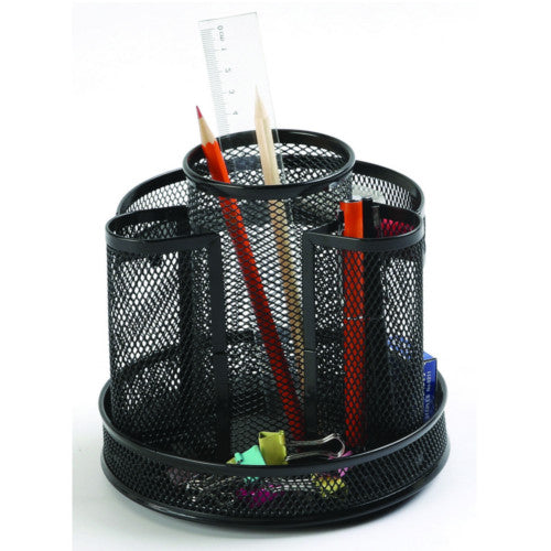 SUPORT INSTRUMENTE de SCRIS si ACCESORII de BIROU, ROTATIV, din PLASA METALICA, MESH Black