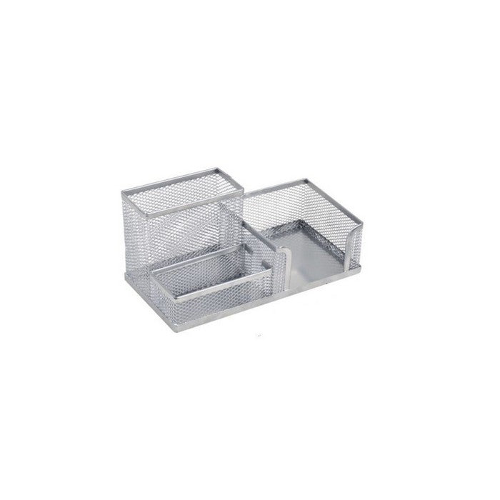 SUPORT INSTRUMENTE de SCRIS 3 COMPARTIMENTE, din PLASA METALICA, MESH Cromat