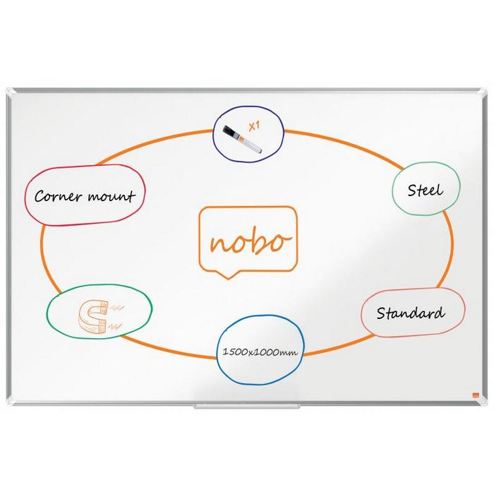 TABLA ALBA (WHITEBOARD) MAGNETIC OTEL LACUIT 100 x 150CM PREMIUM PLUS NOBO*