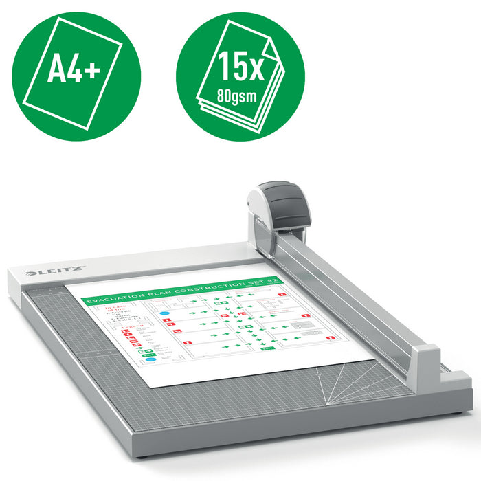 GHILOTINA (TRIMMER) LEITZ Office Precision, A4 MAXI, 15 coli, gri